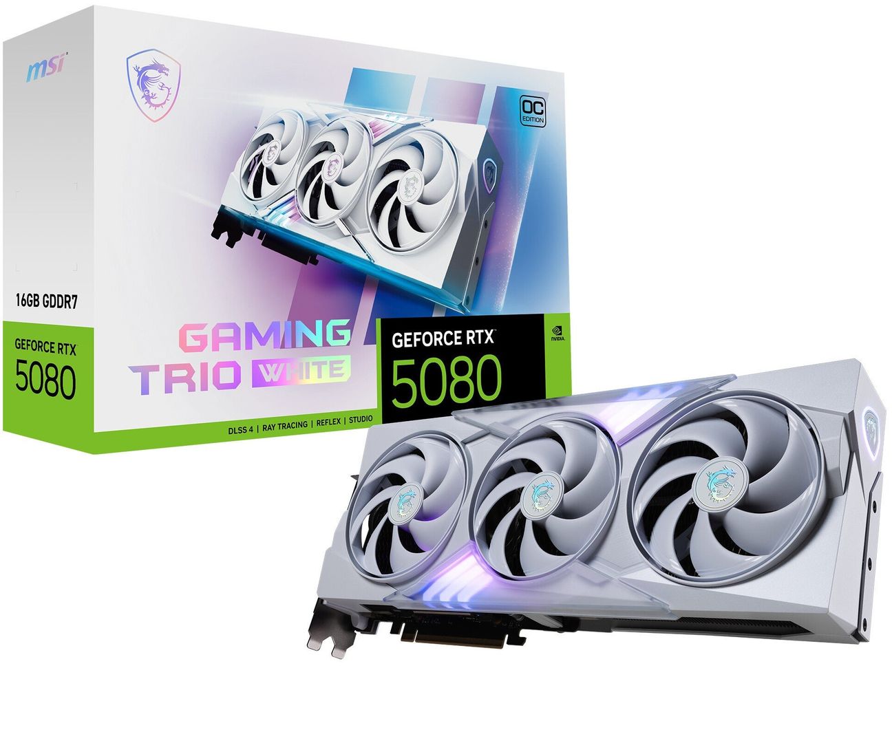 MSI GAMING GEFORCE RTX 5080 16G TRIO OC WHITE graphics card NVIDIA 16 GB GDDR7 - Image 1