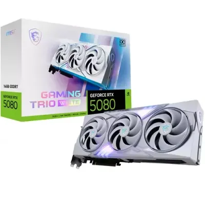 MSI GAMING GEFORCE RTX 5080 16G TRIO OC WHITE graphics card NVIDIA 16 GB GDDR7 - Thumbnail 2