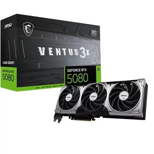 MSI VENTUS GeForce RTX5080 16G 3X OC NVIDIA GeForce RTX 5080 16 GB GDDR7 - Image 1