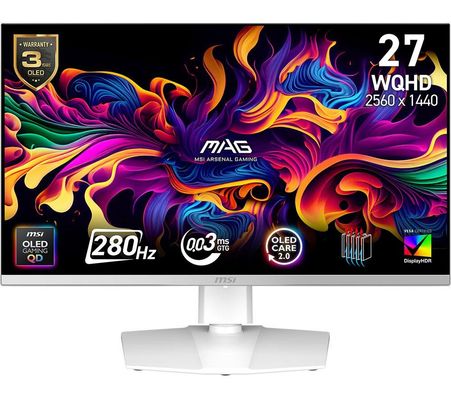 MSI MAG 272QPW QD-OLED X28 computer monitor 67.3 cm (26.5") 2560 x 1440 pixels Wide Quad HD White - Thumbnail 2
