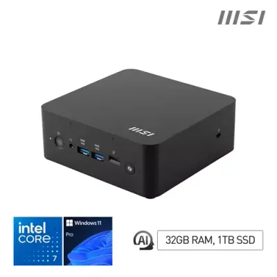 MSI Cubi NUC AI+ 2MG Intel Core Ultra 7 258V Desktop PC NUC SFF Mini Computer HTPC (32GB RAM 1TB Storage Windows 11 PRO NextGen Premium) Intel Arc Graphics/Embedded DDR5/Dual ThunderBolt 4/HDMI/Dual LAN/WiFi 6E/BT 5.3/VESA