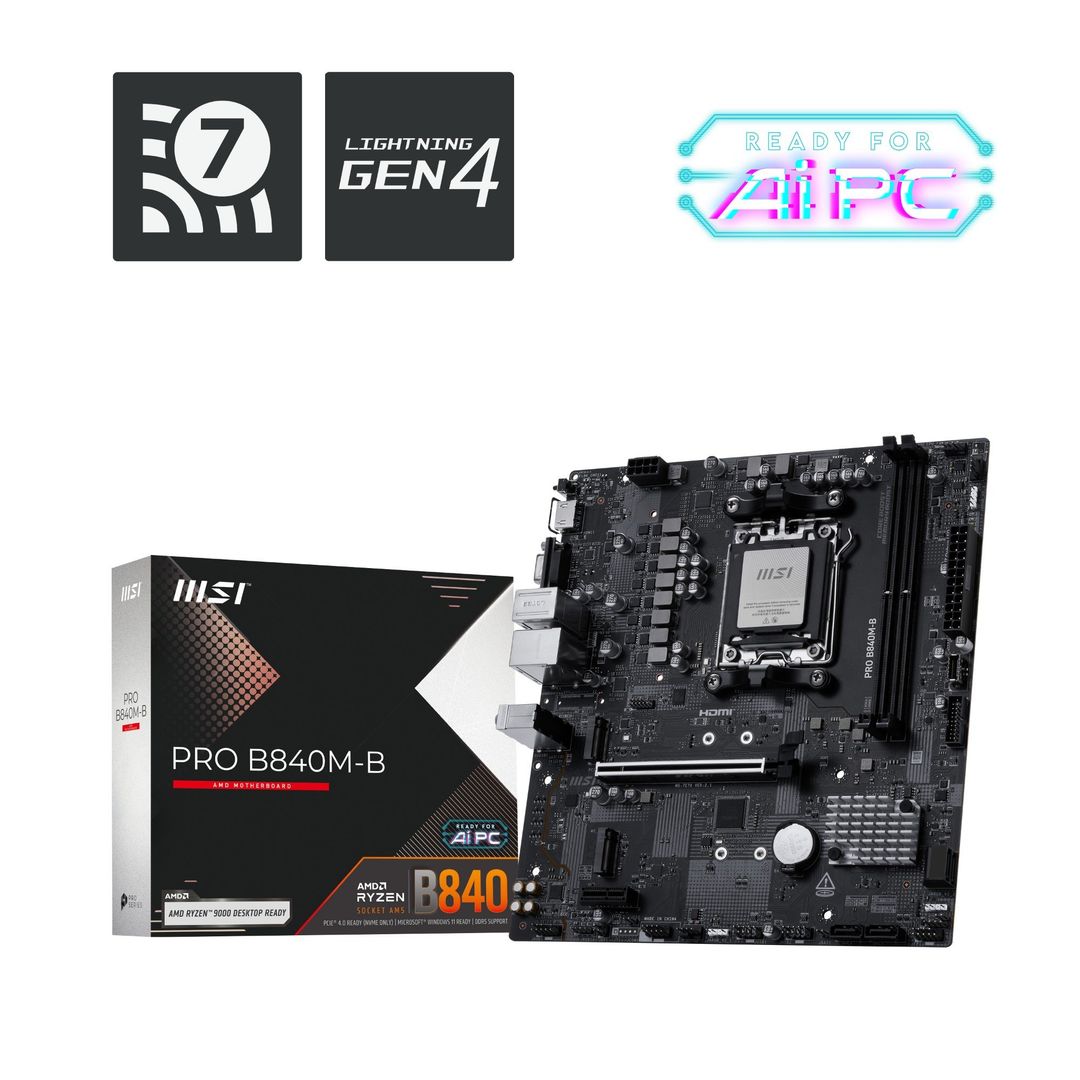 MSI PRO B840M-B motherboard AMD B840 Socket AM5 micro ATX - Image 1