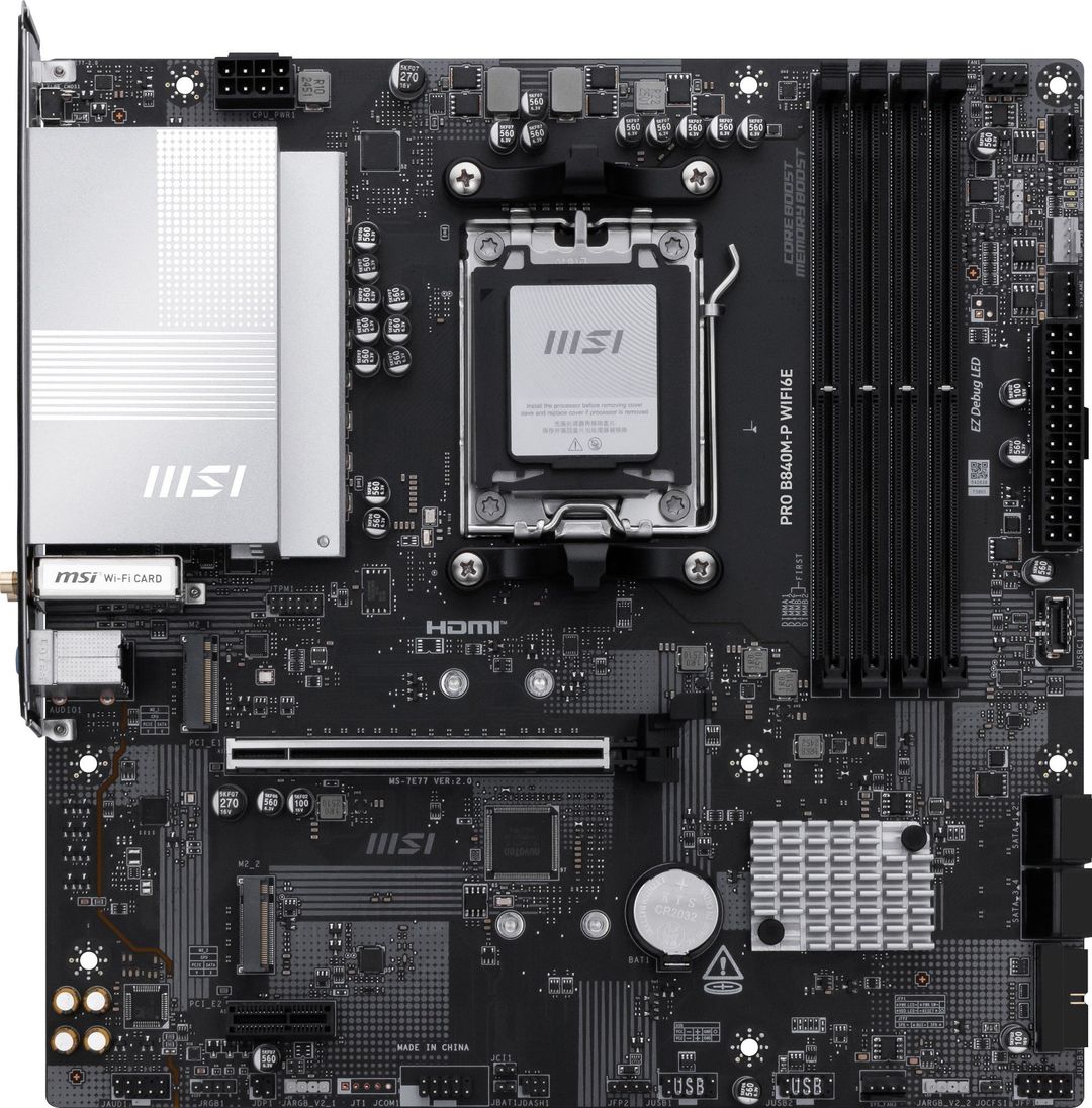 MSI PRO B840M-P WIFI6E motherboard AMD B840 Socket AM5 micro ATX - Image 1