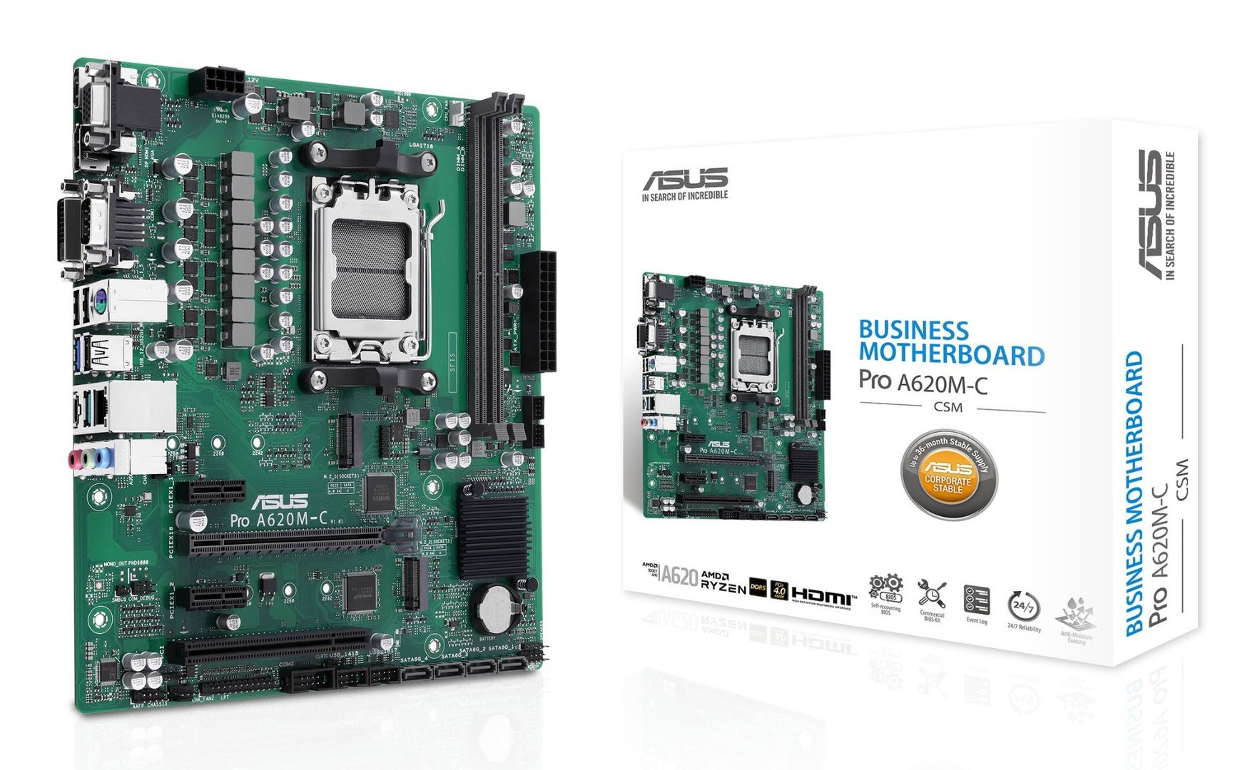 ASUS PRO A620M-C-CSM AMD A620 Socket AM5 micro ATX - Image 1