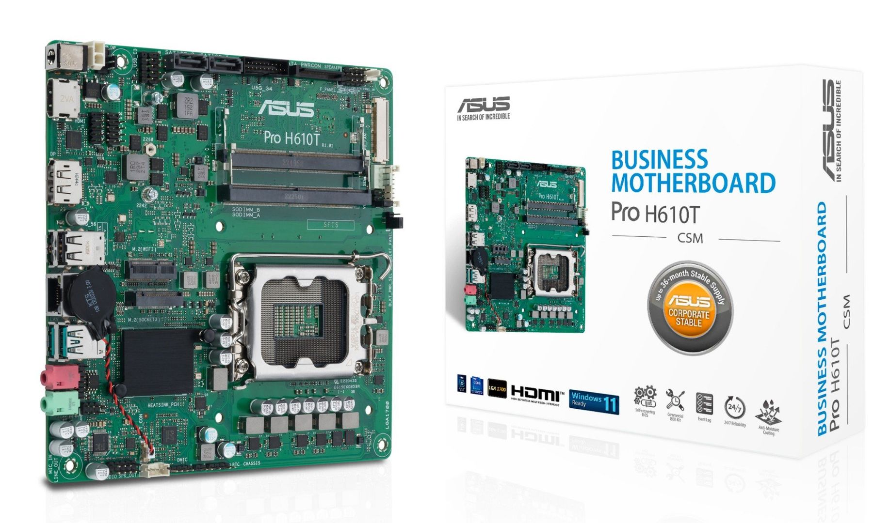 ASUS PRO H610T-CSM Intel H610 LGA 1700 Thin Mini ITX - Image 1