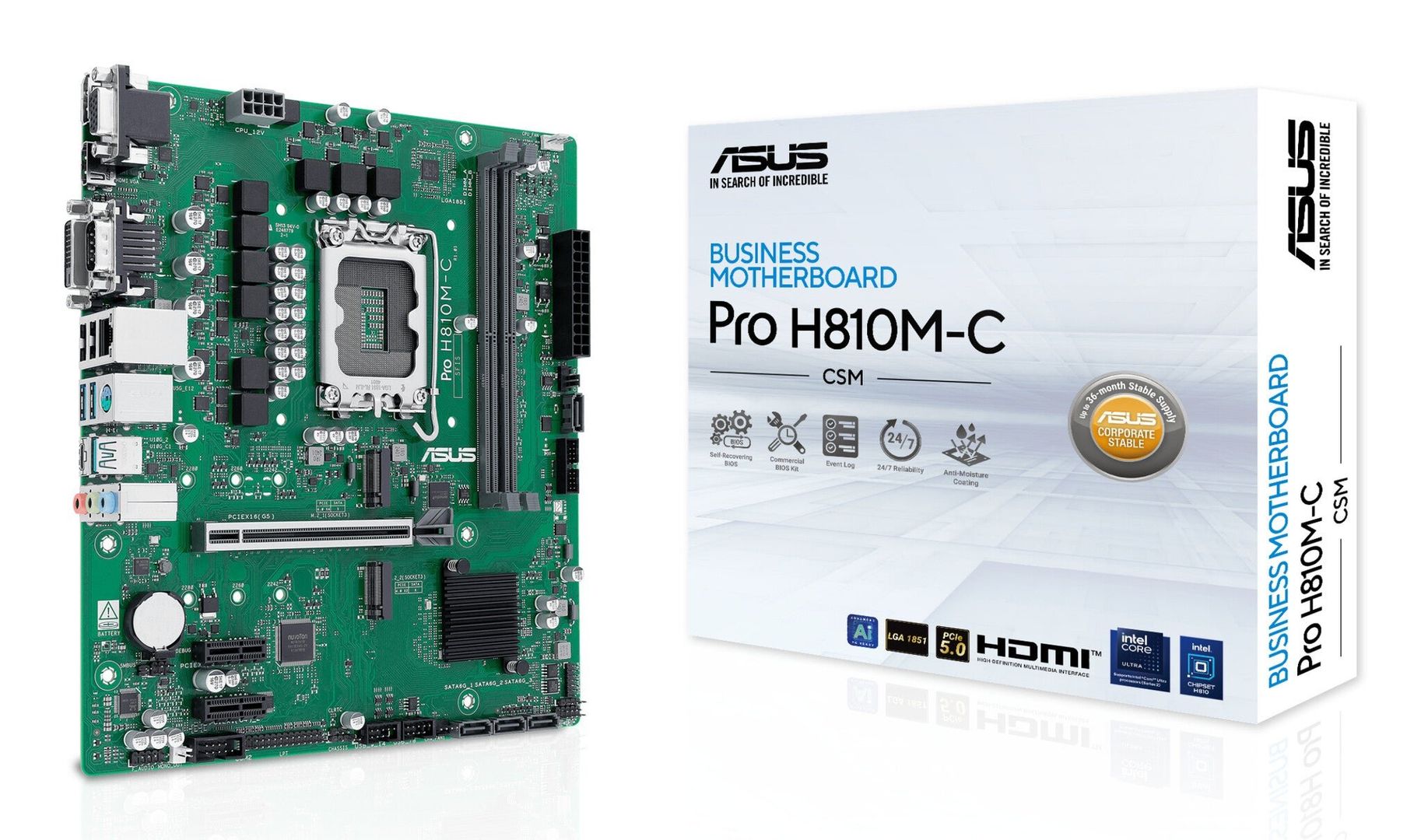 ASUS PRO H810M-C-CSM Intel H810 LGA 1851 (Socket V1) micro ATX - Image 1