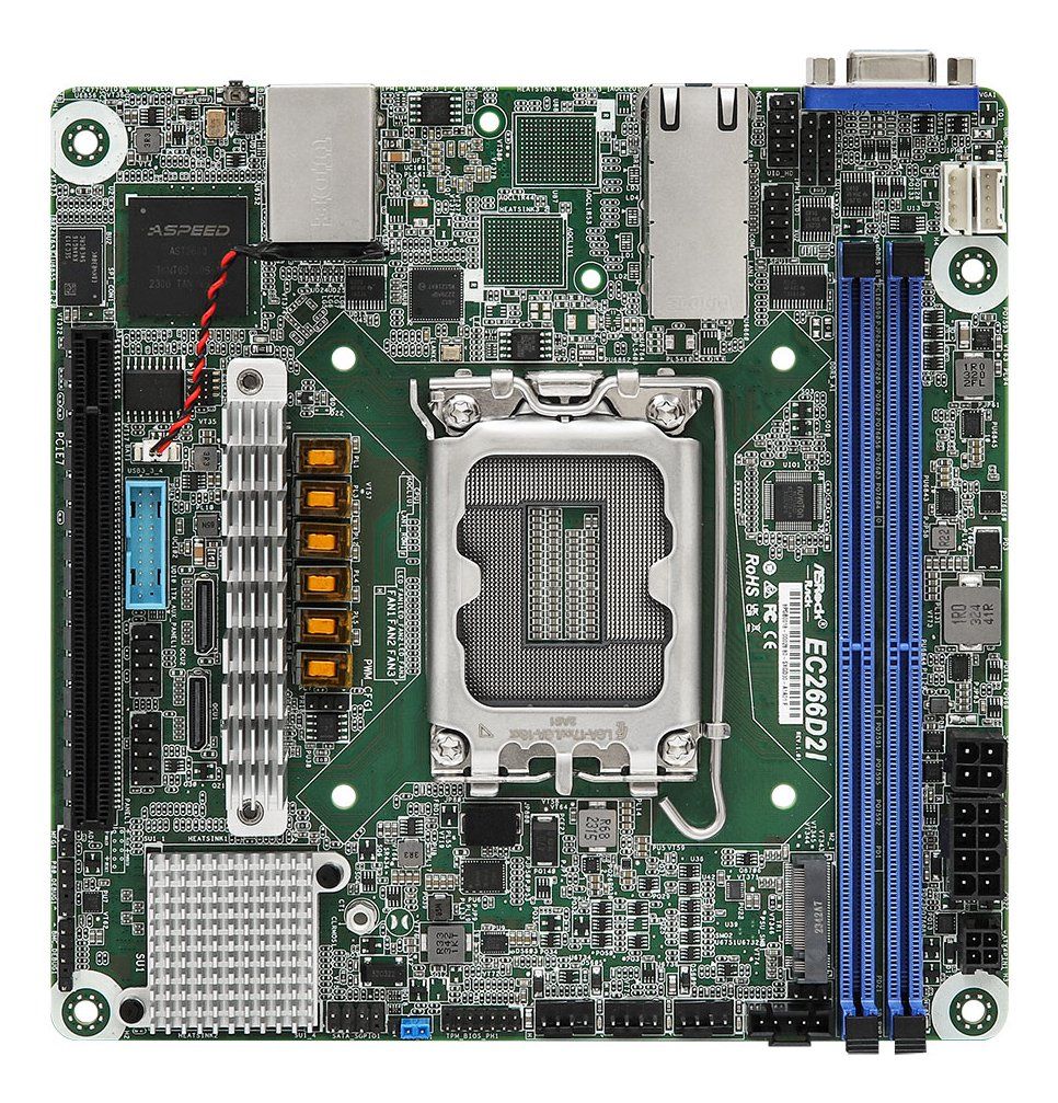 Asrock EC266D2I motherboard Intel C266 LGA 1700 mini ITX - Image 1