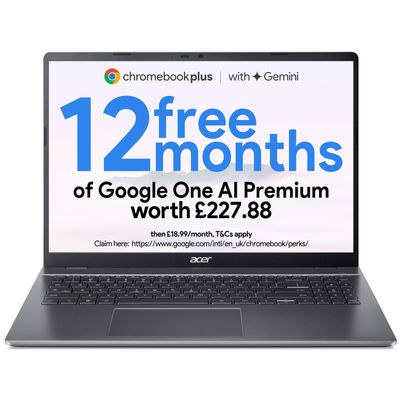 Acer Plus 516 16 Inch Intel Core i3-1315U 8GB RAM 128GB SSD UFS ChromeOS Chromebook