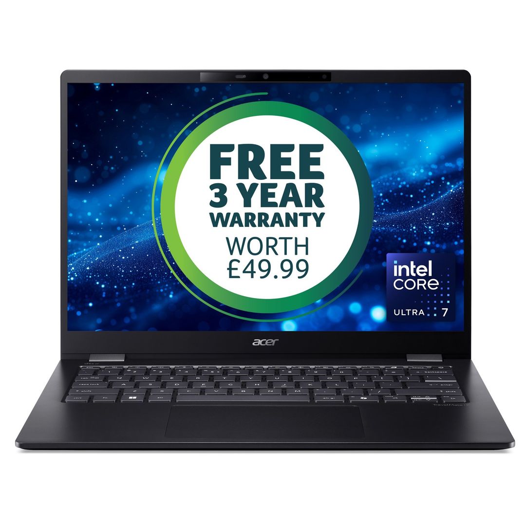Acer TravelMate P6 14 AI TM P6 U7-256V 16GB 512GB 14" W11P Intel Core Ultra 7 Laptop 35.6 cm (14") WQXGA+ LPDDR5x-SDRAM SSD Wi-Fi 7 (802.11be) Windows 11 Pro Black - Image 1