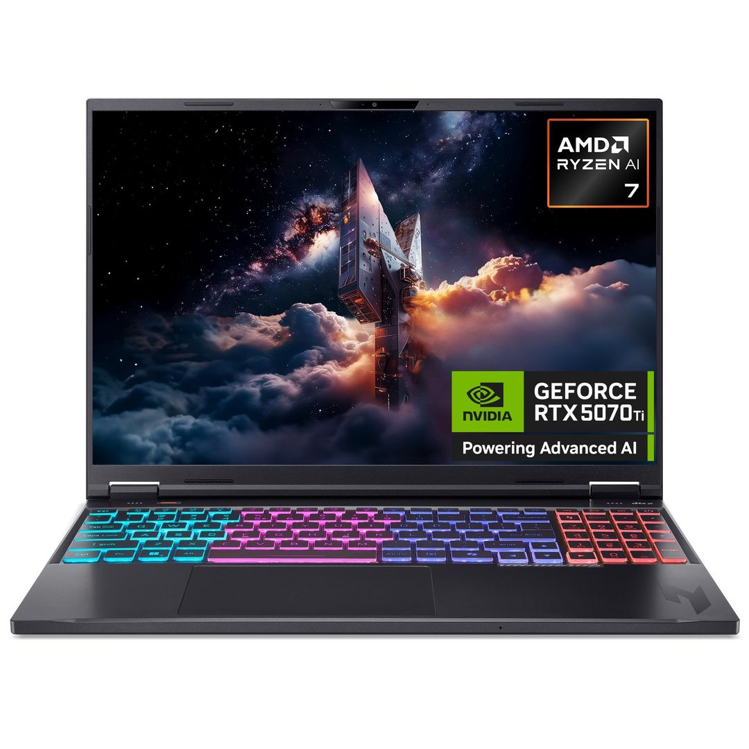 Acer Nitro 16 AI AN16-61 - AMD Ryzen AI 7 350, 16GB, 1TB SSD, NVIDIA GeForce RTX 5070Ti, " WQXGA, Windows 11 Gaming Laptop - Image 1