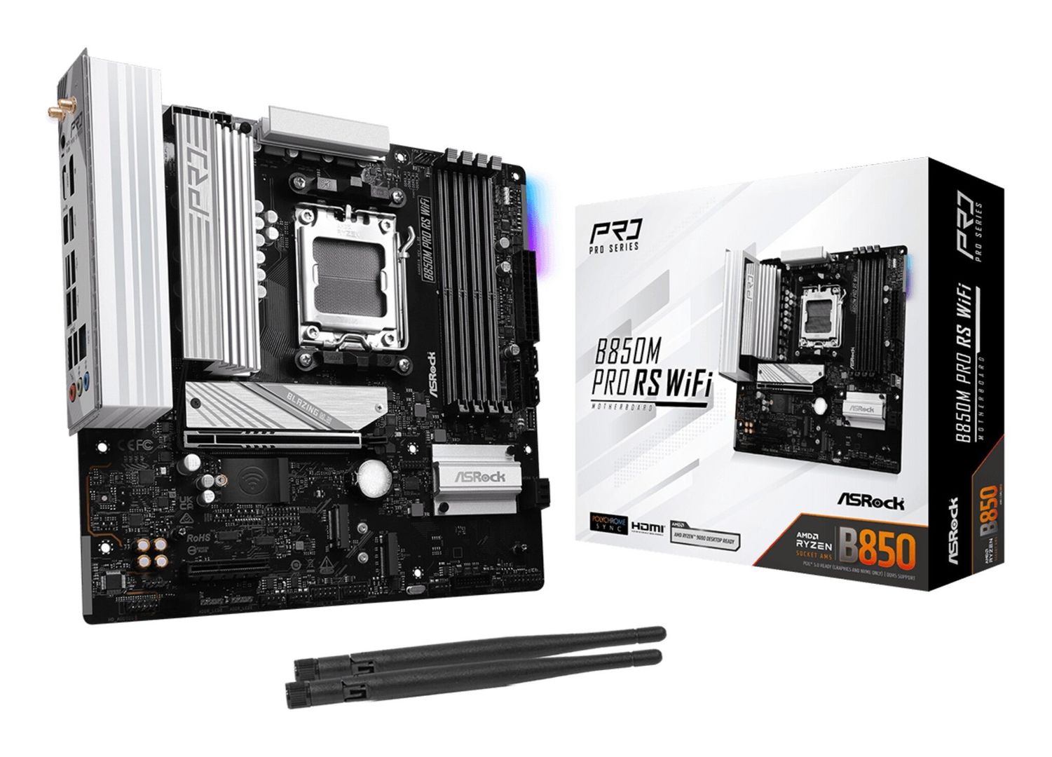 Asrock B850M Pro RS WiFi AMD B850 Socket AM5 micro ATX - Image 1