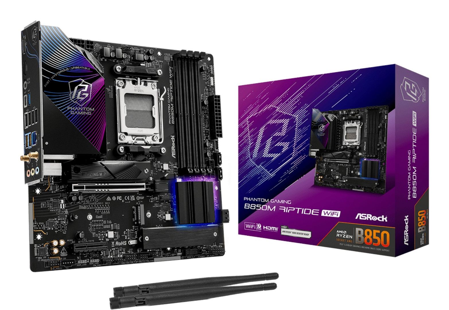 Asrock Phantom Gaming B850M Riptide WiFi AMD B850 Socket AM5 micro ATX - Image 1