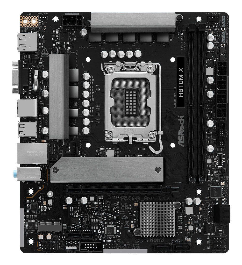 Asrock H810M-X Intel H810 LGA 1851 (Socket V1) micro ATX - Image 1