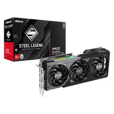 ASRock AMD Radeon RX 9070 GRE Steel Legend Dark OC 12GB GDDR6 Graphics Card - Thumbnail 2