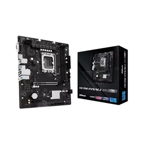 ASRock H610M-HVS/M.2 D5 GEN5 Intel 1700 Socket Motherboard Micro-ATX 2x DDR5 Slots 1x M.2 Socket GbE LAN 1x D-Sub / 1x HDMI Port - Image 1