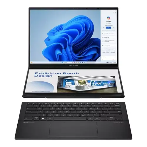 ASUS Zenbook Duo UX8406CA-QL249W Intel Core Ultra 9 285H Hybrid (2-in-1) 35.6 cm (14") Touchscreen WUXGA 32 GB LPDDR5x-SDRAM 1 TB SSD Wi-Fi 7 (802.11be) Windows 11 Home Grey - Image 1