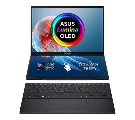 ASUS Zenbook Duo UX8406CA-QL249W Intel Core Ultra 9 285H Hybrid (2-in-1) 35.6 cm (14") Touchscreen WUXGA 32 GB LPDDR5x-SDRAM 1 TB SSD Wi-Fi 7 (802.11be) Windows 11 Home Grey - Thumbnail 2