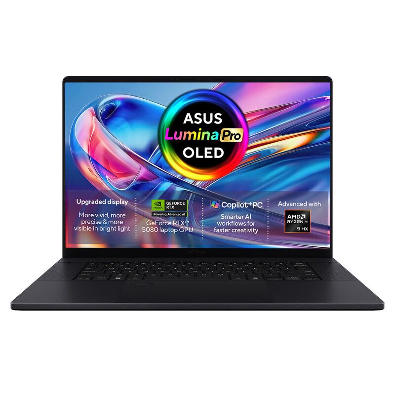 ASUS ProArt P16 H7606WW-SE006W Copilot+ PC AMD Ryzen AI 9 HX 370 Laptop 40.6 cm (16") Touchscreen WQUXGA 64 GB LPDDR5x-SDRAM 2 TB SSD NVIDIA GeForce RTX 5080 Wi-Fi 7 (802.11be) Windows 11 Home Black - Image 1