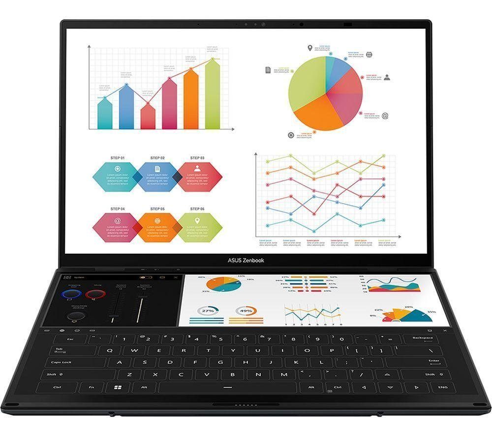 ASUS Zenbook Duo UX8407AA-SN103W Copilot+ PC Intel Core Ultra X9 388H Laptop 35.6 cm (14") Touchscreen 3K 32 GB LPDDR5x-SDRAM 2 TB SSD Wi-Fi 7 (802.11be) Windows 11 Home Grey - Image 1