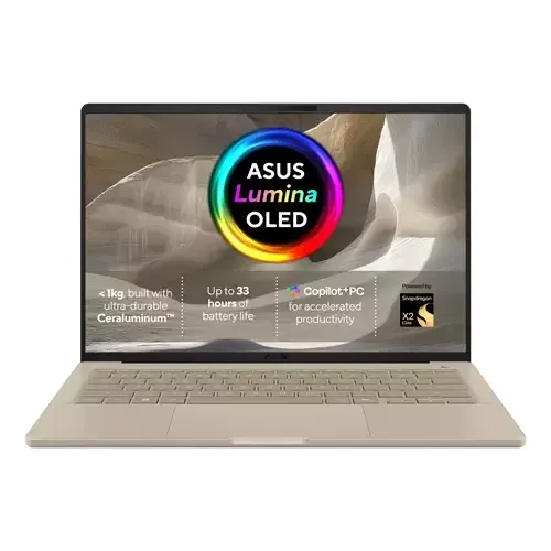 ASUS Zenbook A14 UX3407NA-QD069W Copilot+ PC Snapdragon X2E-88-100 Laptop 35.6 cm (14") WUXGA 16 GB LPDDR5x-SDRAM 1 TB SSD Wi-Fi 7 (802.11be) Windows 11 Home Beige - Image 1
