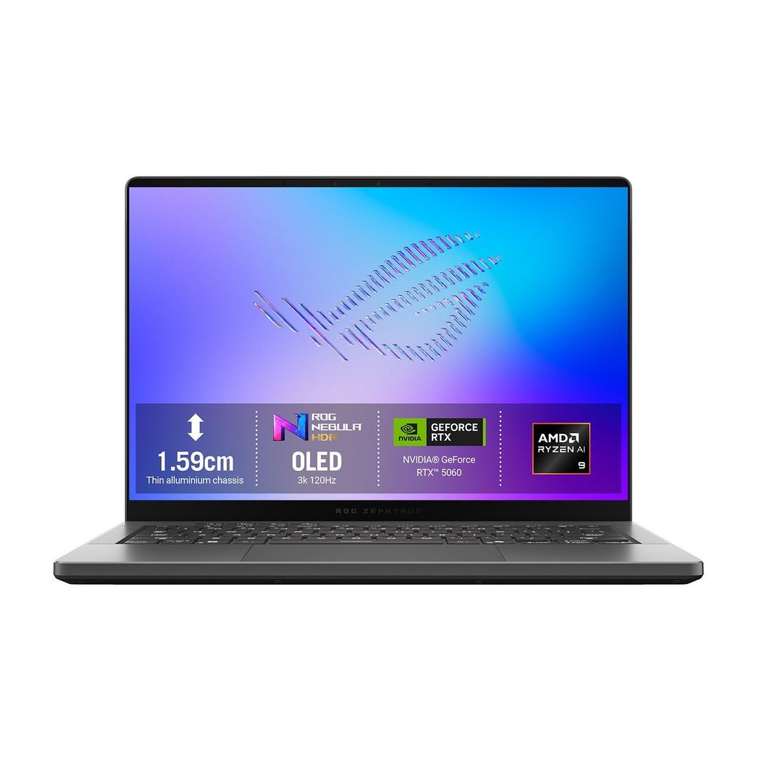 ASUS ROG Zephyrus G14 GA403GM-SY118W AMD Ryzen AI 9 465 Laptop 35.6 cm (14") 3K 16 GB LPDDR5x-SDRAM 1 TB SSD NVIDIA GeForce RTX 5060 Wi-Fi 7 (802.11be) Windows 11 Home Grey - Image 1