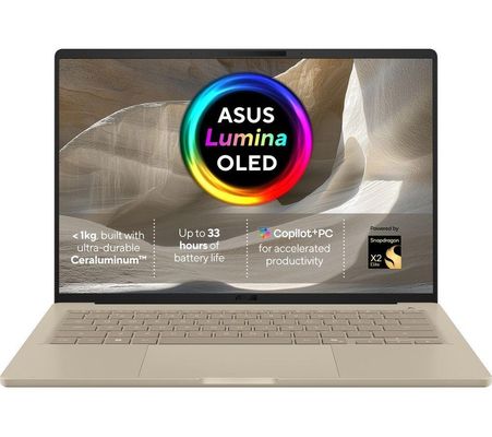ASUS Zenbook A14 14" Laptop, Copilot PC Snapdragon X2, 1 TB SSD, Beige, Cream