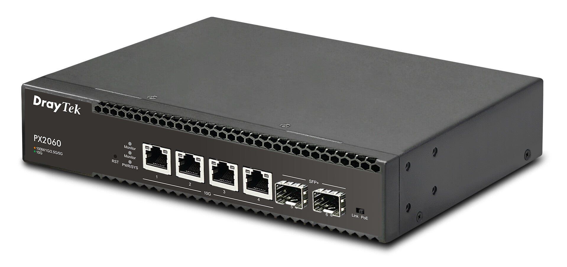 DrayTek VSPX2060-K network switch Managed L2+ 10G Ethernet (100/1000/10000) Power over Ethernet (PoE) Desktop/Wall-Mounting Black - Image 1