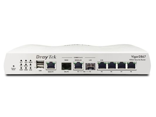 DrayTek Vigor 2867 wired router 10 Gigabit Ethernet Gigabit Ethernet 2.5 Gigabit Ethernet White