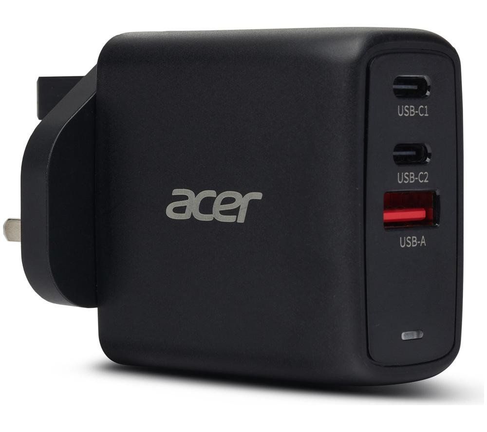 Acer 67W PD Charger, USB Port: 2C+1A, UK Plug, 100W USB-C Cable, Black - Image 1