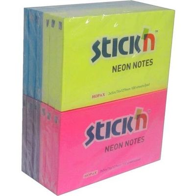 Valuex Stickn Sticky Notes 76X127mm 100 Sheets Neon Colours (Pack 12) 21334