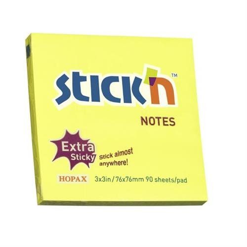 ValueX Extra Sticky Notes 76x76mm 90 Sheets Neon Yellow (Pack 12) 21670 - Image 1