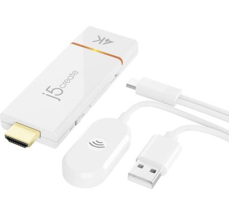 j5create ScreenCast 4k Wireless Display Adapter Receiver - Mirrors Phone Tablet Laptop to HDTV - Compatible with MiraCast AirPlay Android Windows 10 PC iOS iPhone Tablet (JVAW76)