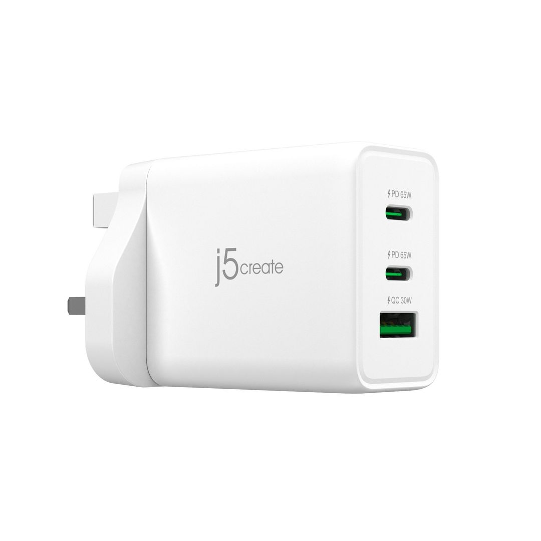 j5create JUP3365F-FN 65W GaN USB-C 3-Port Charger - UK - Image 1
