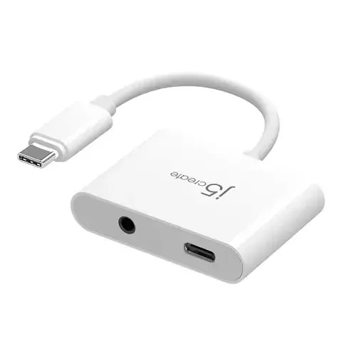 j5create JCA122 USB-C to 3.5mm Audio Adapter with Power Delivery Black - Image 1