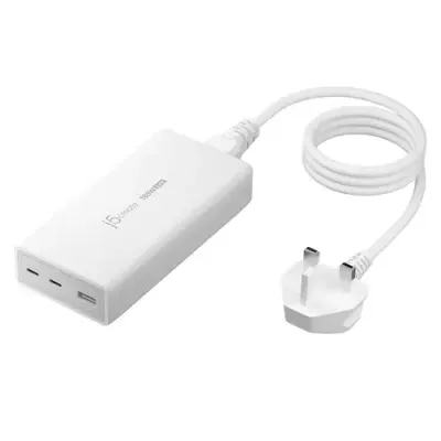 j5create JUP37185W 185W GaN PD 3.1 USB-C 3-Port Charger-UK Black - Thumbnail 2