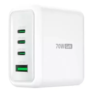 j5create JUP4370 70W GaN USB-C 4-Port Charger. Charger type: Indoor Power source type: AC Charger compatibility: Universal. Product colour: White