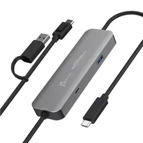 j5create JCH422 Wormhole Switch CrossLink USB-C HUB USB 3.2 Gen 1 (3.1 Gen 1) Type-C USB 3.2 Gen 1 (3.1 Gen 1) Type-A USB 3.2 Gen 1 (3.1 Gen 1) Type-C 5000 Mbit/s Grey Aluminium Taiwan - Image 1