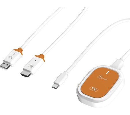J5CREATE ScreenCast Full HD JVAW61-N USB Type-C to USB Display Adapter, White,Orange