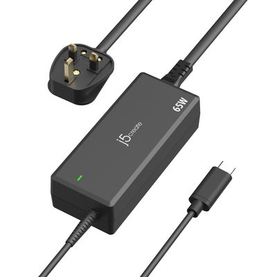 j5create JUP1265 65W PD USB-C Power Adapter - UK Universal Indoor 65 W Suitable for mobile phones tablets consoles and notebooks Black Plastic - Thumbnail 2