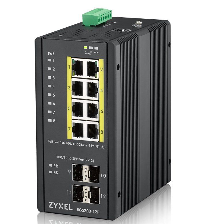 Zyxel RGS200-12P Managed L2 Gigabit Ethernet (10/100/1000) Power over Ethernet (PoE) Black - Image 1