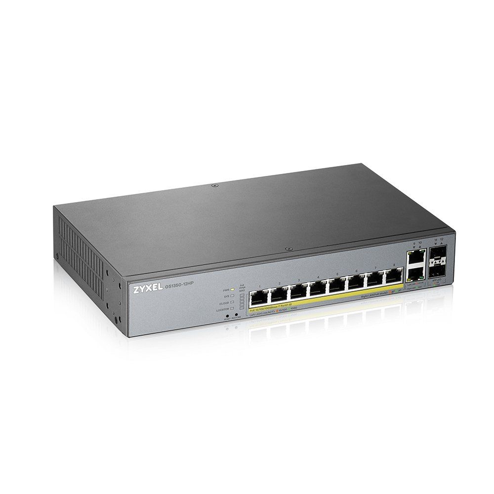 Zyxel GS1350-12HP Managed L2 Gigabit Ethernet (10/100/1000) Power over Ethernet (PoE) Grey - Image 1