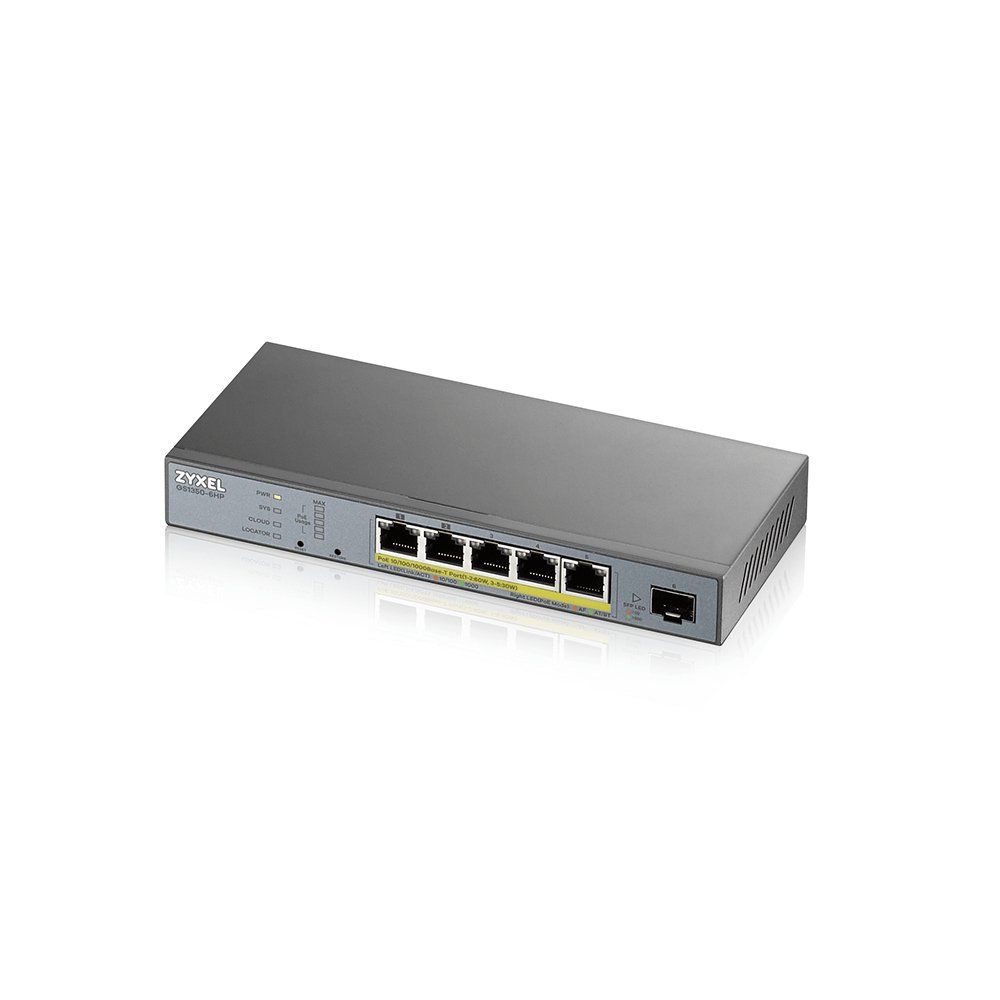 Zyxel GS1350-6HP Managed L2 Gigabit Ethernet (10/100/1000) Power over Ethernet (PoE) Grey - Image 1