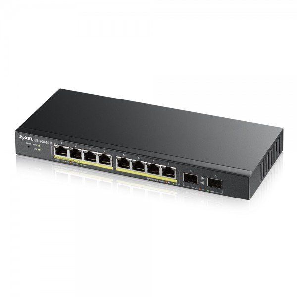 Zyxel GS1900-8HP v3 PoE Managed L2 Gigabit Ethernet (10/100/1000) Power over Ethernet (PoE) Black - Image 1