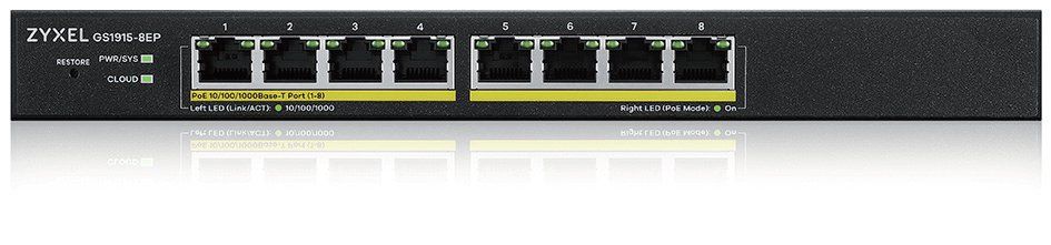 Zyxel GS1915-8EP Managed L2 Gigabit Ethernet (10/100/1000) Power over Ethernet (PoE) Black - Image 1