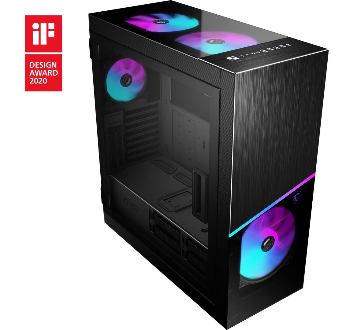MSI MPG SEKIRA 500X Full Tower Gaming Computer Case 'Black, 3x 200mm ARGB + 1x 200mm + 1x120mm ARGB Fans, Mystic Light Sync, 8 Channel ARGB Hub, USB Type-C, Tempered Glass Panels, E-ATX, ATX, mATX, mini-ITX' - Image 1