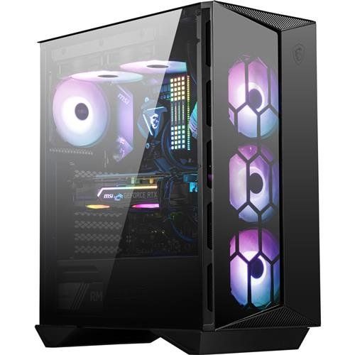 MSI MPG GUNGNIR 110R Mid Tower Gaming Computer Case Black, USB 3.2 Gen2 Type C, 4x 120mm ARGB Fan, Mystic Light Sync, 1 to 6 ARGB Control board, 2x Tempered Glass Panels, ATX, mATX, mini-ITX - Image 1