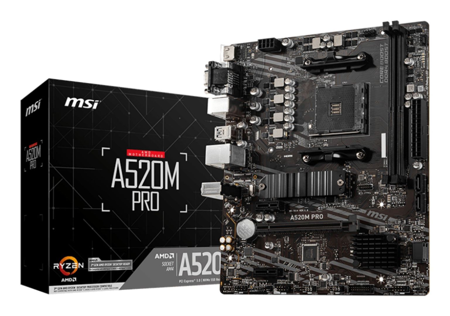 MSI A520M PRO motherboard AMD A520 Socket AM4 micro ATX - Image 1
