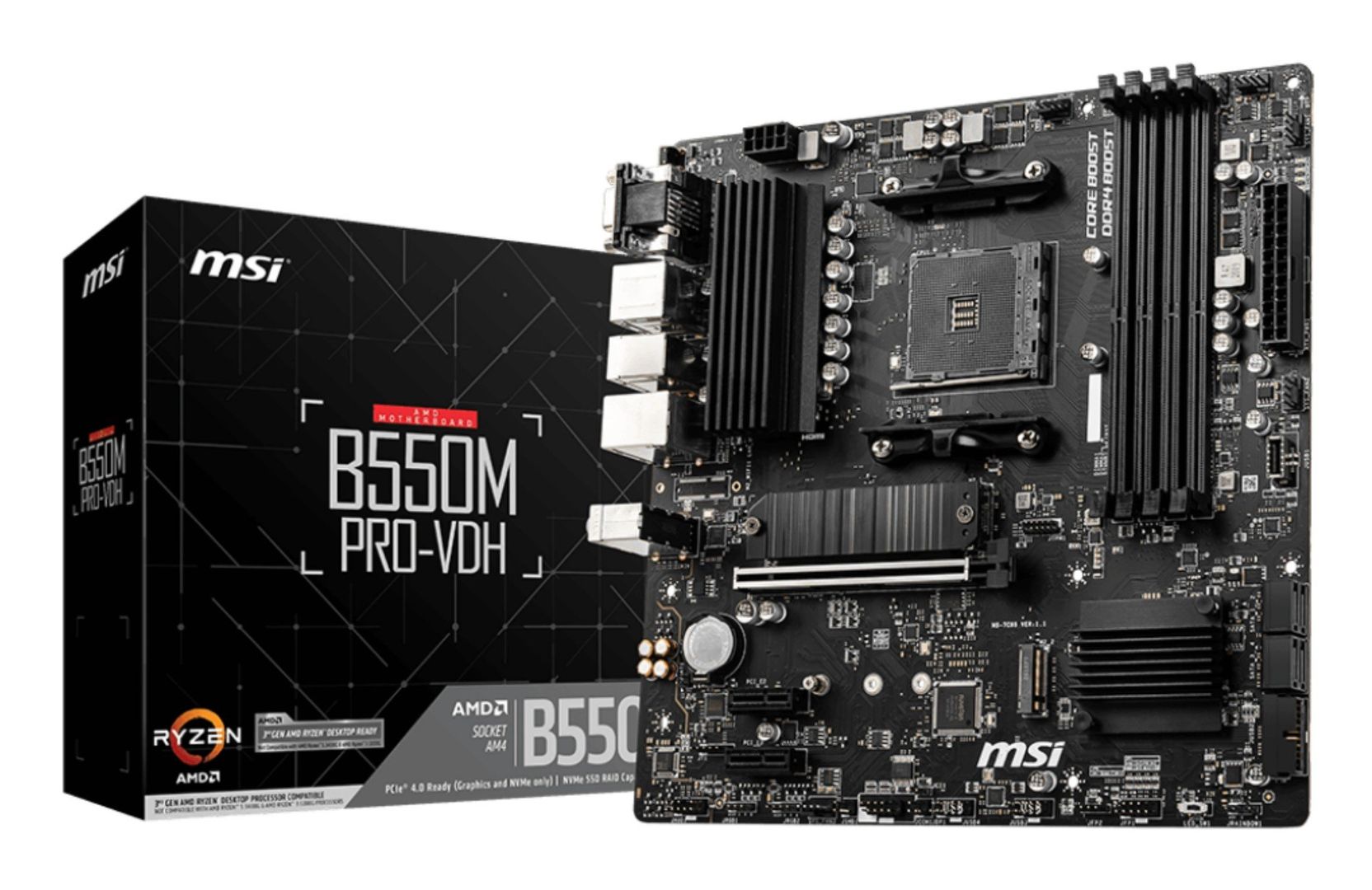 MSI B550M PRO-VDH motherboard AMD B550 Socket AM4 micro ATX - Image 1