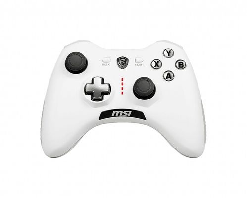 MSI FORCE GC20 V2 WHITE Gaming Controller 'PC and Android ready Wired adjustable D-Pad cover Dual vibration motors Ergonomic design detachable cables'