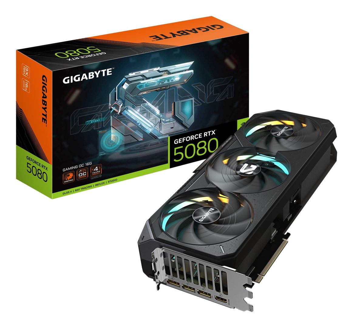 GIGABYTE GeForce RTX 5080 GAMING OC 16G Graphics Card - 16GB GDDR7, 256bit, PCI-E 5.0, 2730MHz Core Clock, 3 x DisplayPort, 1 x HDMI, GV-N5080GAMING OC-16GD - Image 1